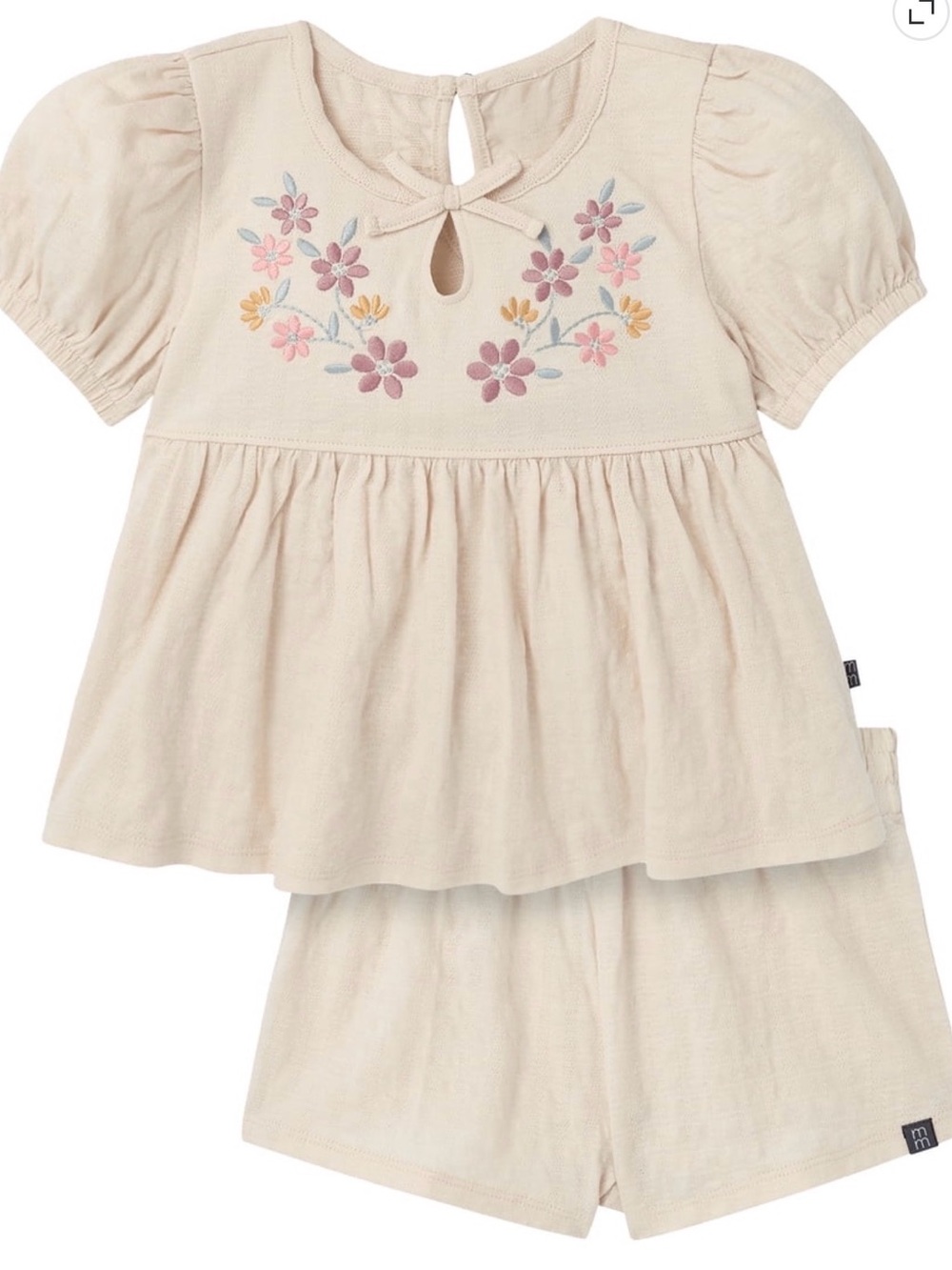 Gerber Cream Floral Embroidered Girls Matching Set